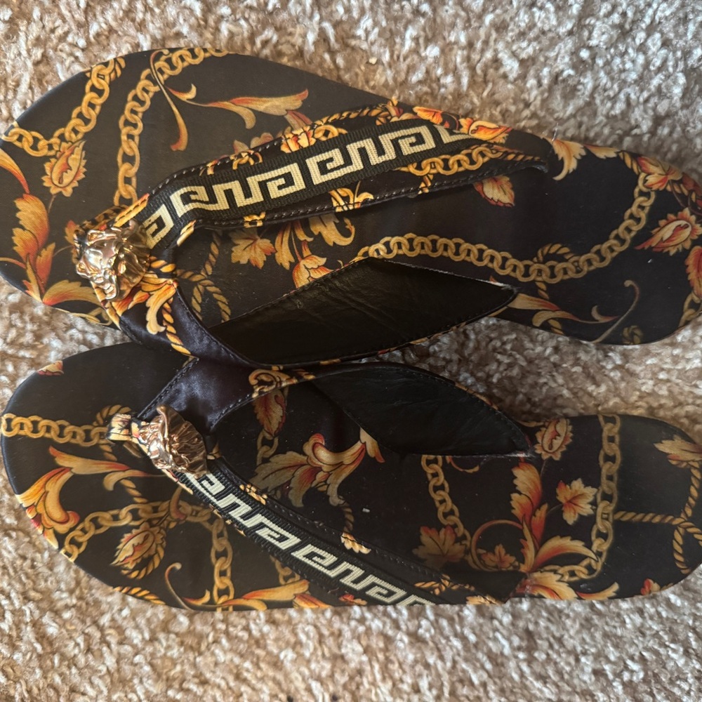 Black and Gold Flip Flops